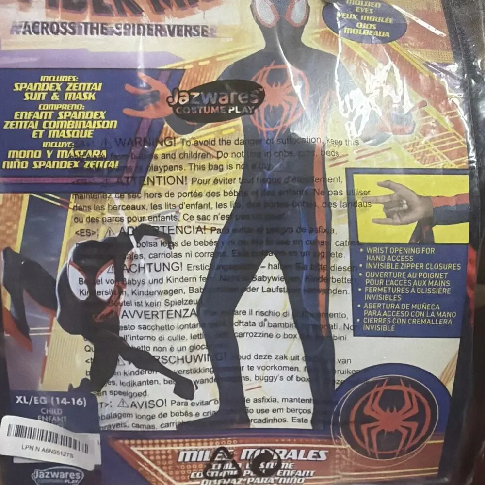 Marvel Miles Morales: Spider-Man Official Youth Deluxe Zentai Costume XL